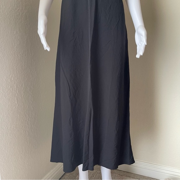 Madewell Layton midi V-neck adjustable cami straps slip dress true black Size 10 - Picture 3 of 12